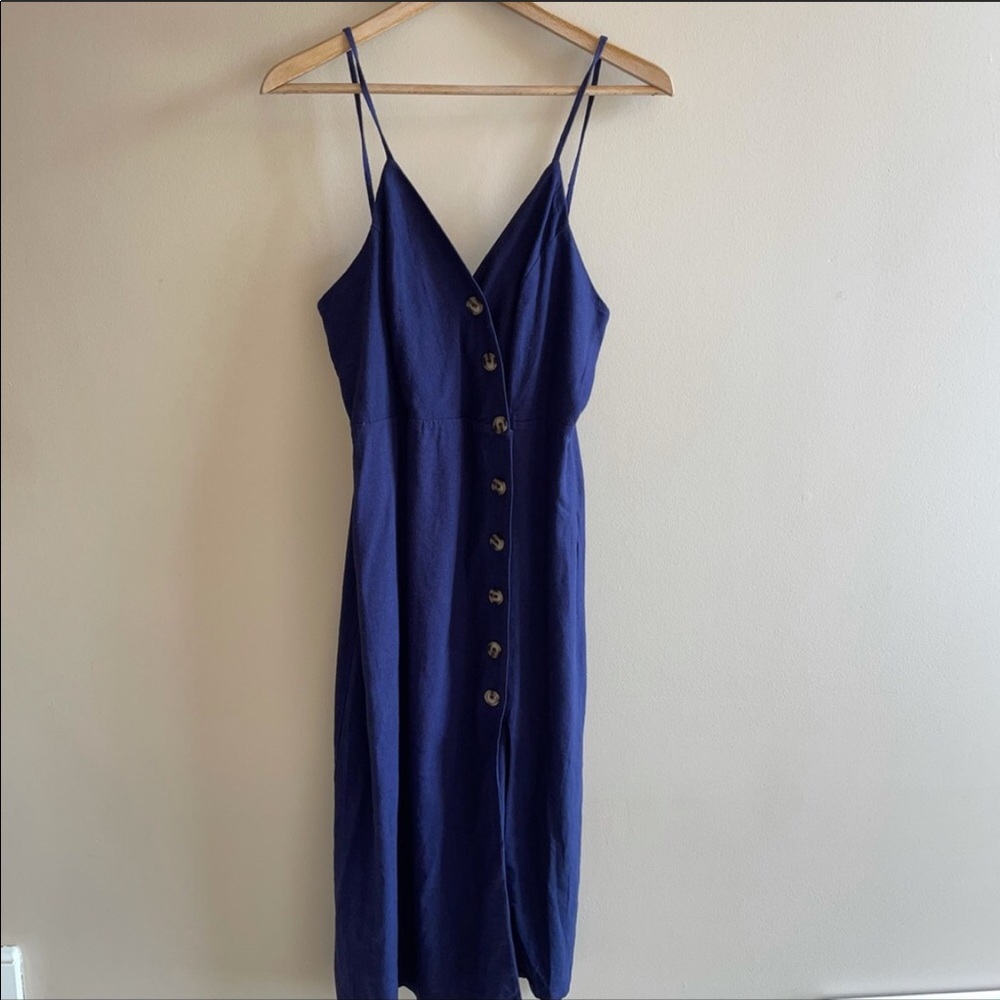 Urban Romantics blue linen button up dress small - Picture 1 of 8
